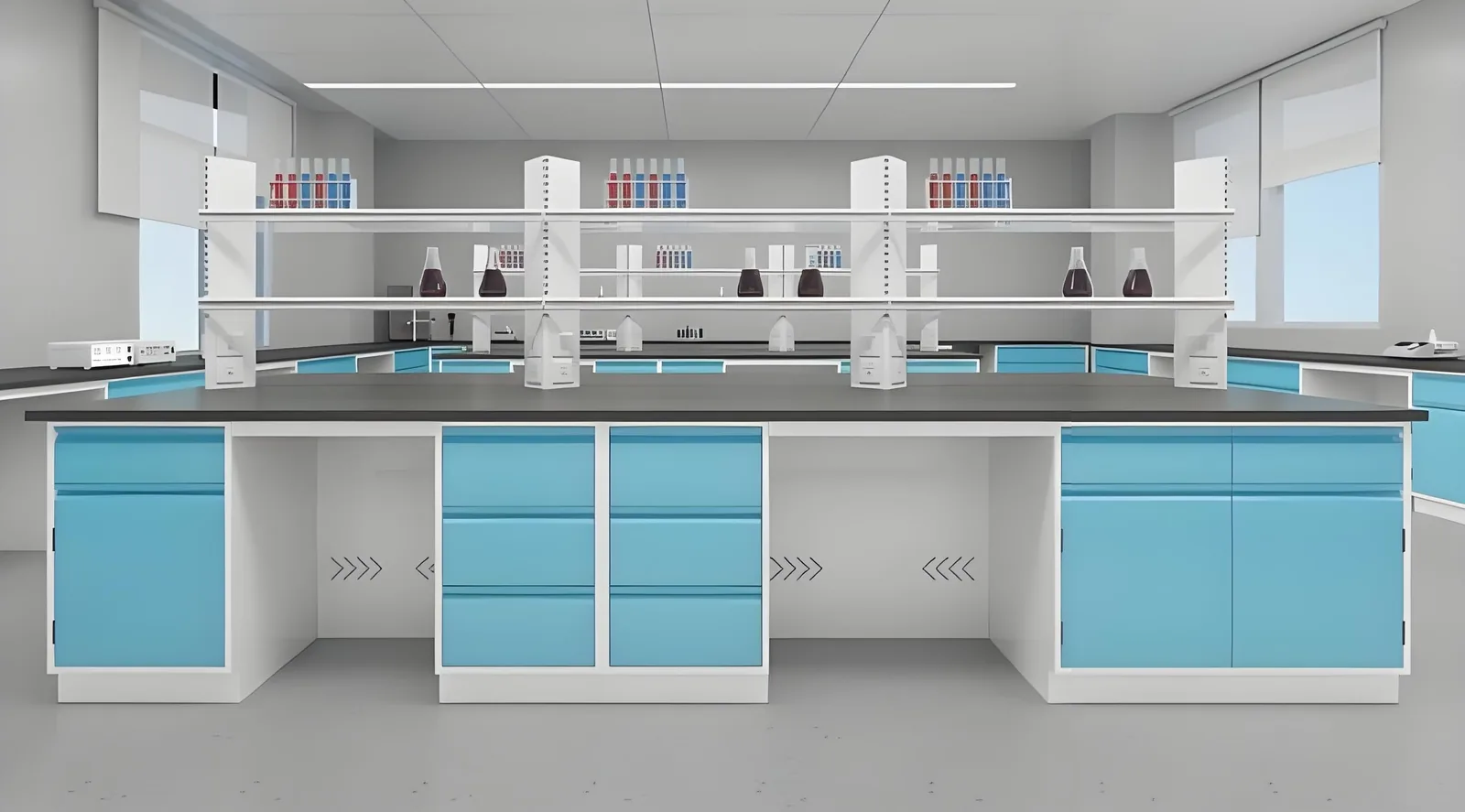 Modern laboratory workbench and storage equipment